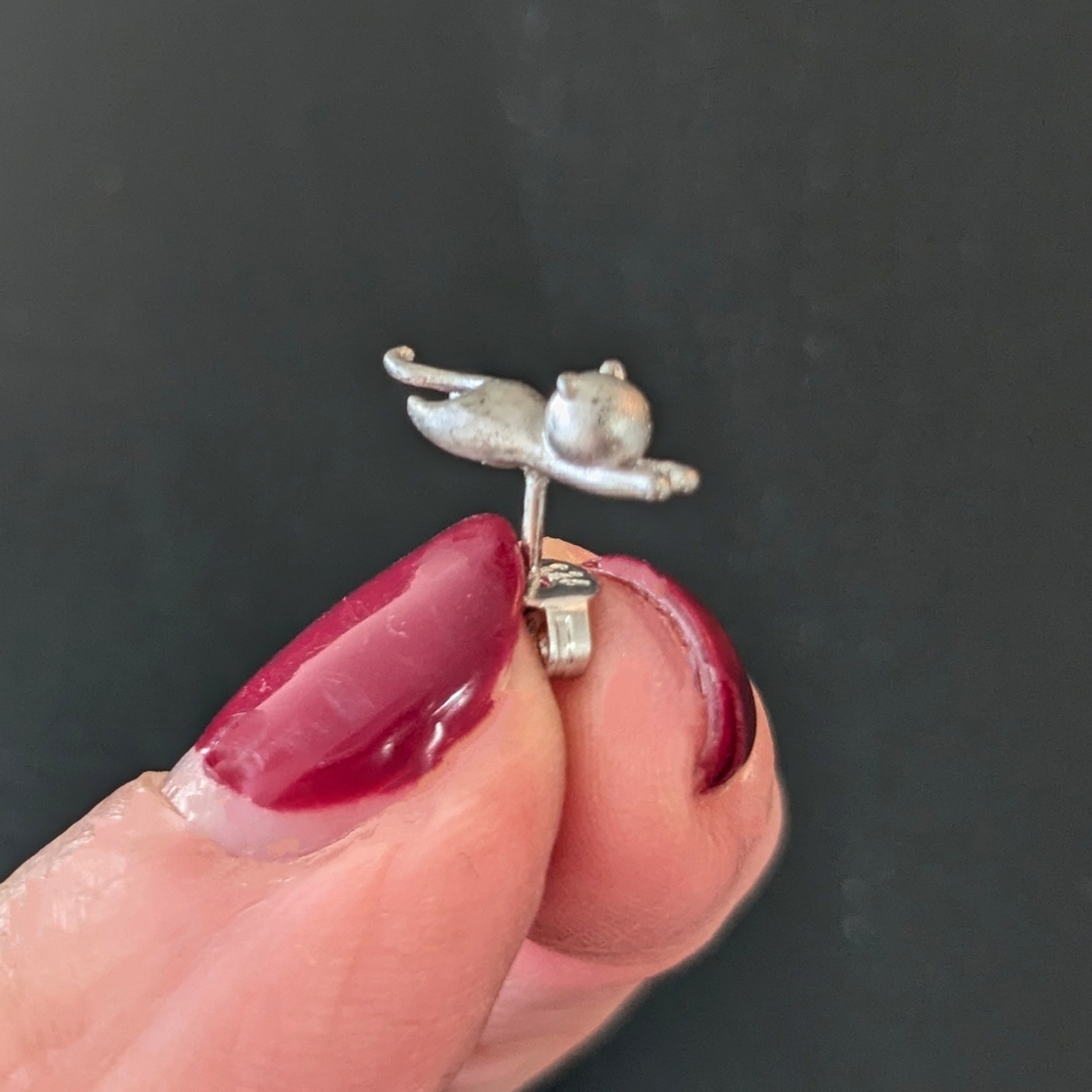 Sterling Silver Cat Stud Earrings